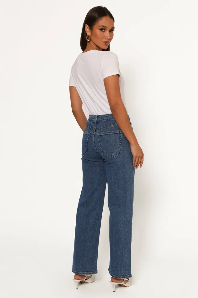 Women Just Black Uncut Straight Leg Jean Dark Denim Denim Petal and Pup