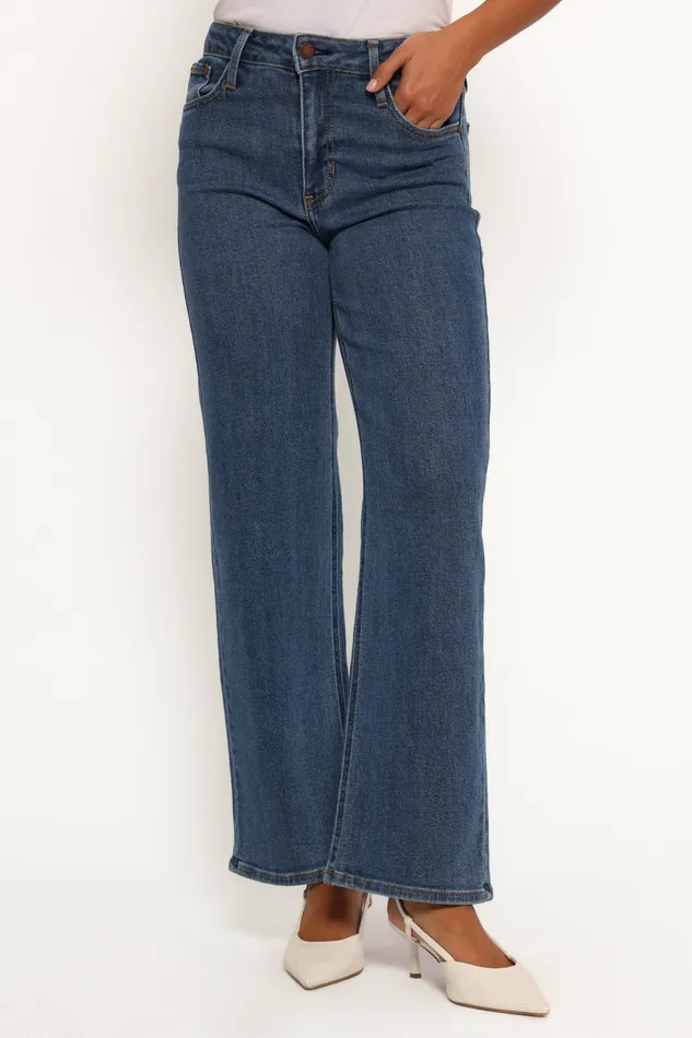 Women Just Black Uncut Straight Leg Jean Dark Denim Denim Petal and Pup