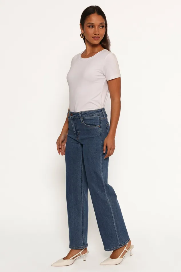 Women Just Black Uncut Straight Leg Jean Dark Denim Denim Petal and Pup