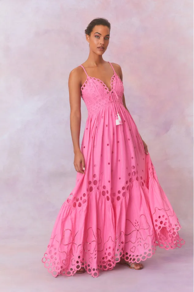 WomenKids LoveShackFancy Dresses Melville Cotton Eyelet Maxi Dress Strawberry Taffy WomenKids LoveShackFancy Dresses Melville Cotton Eyelet Maxi Dress Strawberry Taffy