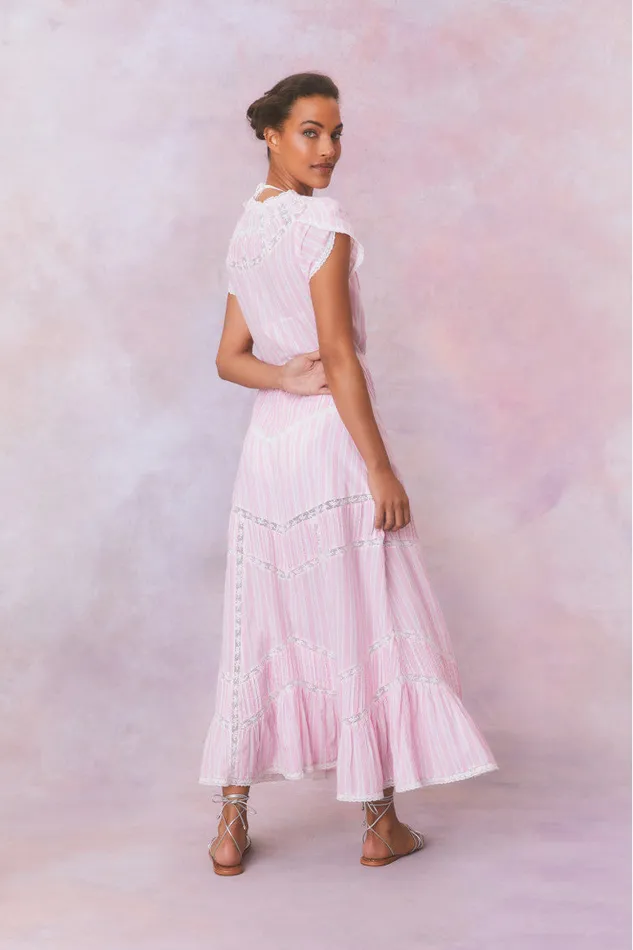 WomenKids LoveShackFancy Dresses Remi Cotton Stripe Maxi Dress Captiva Pink