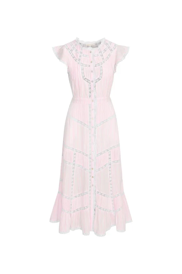 WomenKids LoveShackFancy Dresses Remi Cotton Stripe Maxi Dress Captiva Pink
