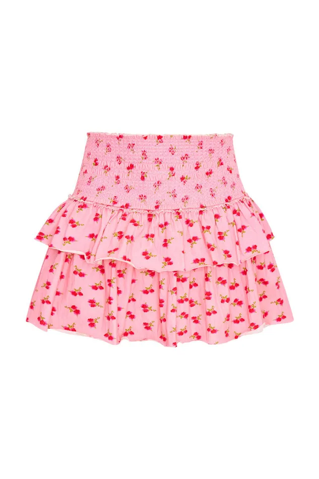 WomenKids LoveShackFancy Skirts Ohana Printed Smocked Mini Skirt Cherry Pink
