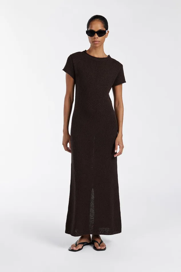 Women Knit Dresses DISSH LEO BITTER CHOC KNIT MIDI DRESS