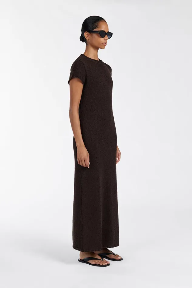 Women Knit Dresses DISSH LEO BITTER CHOC KNIT MIDI DRESS