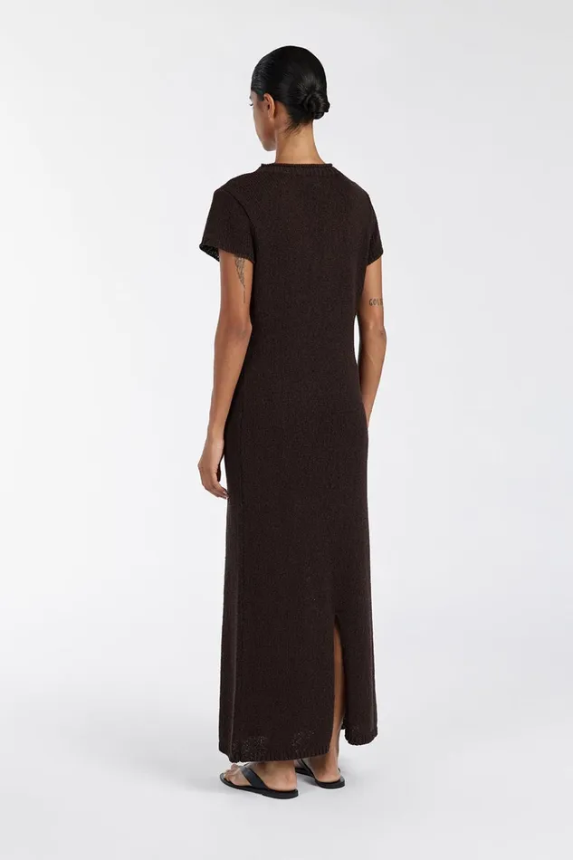 Women Knit Dresses DISSH LEO BITTER CHOC KNIT MIDI DRESS