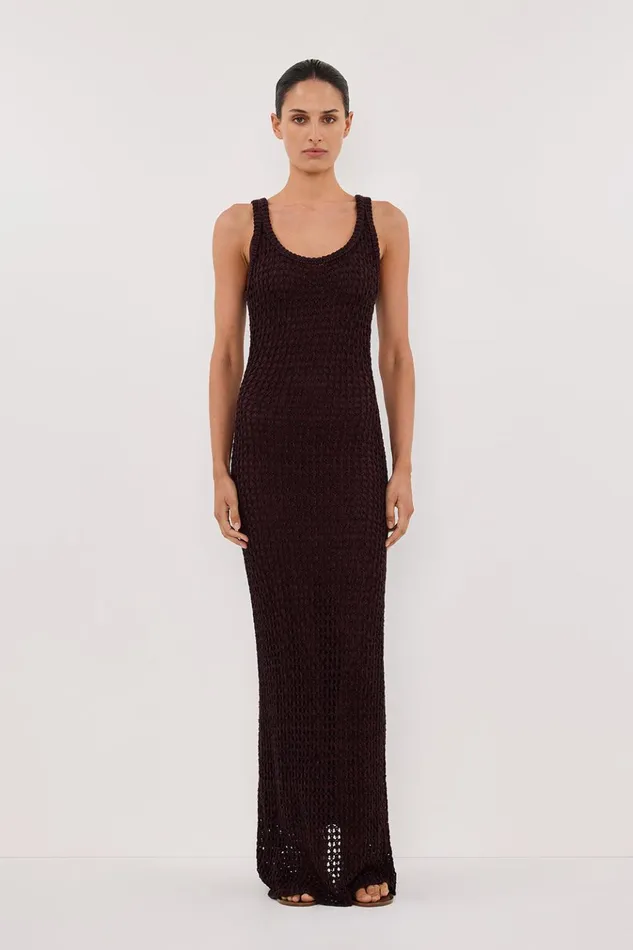 Women Knit Dresses DISSH TESS CHOC CROCHET MAXI DRESS