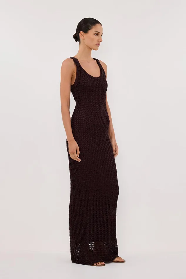 Women Knit Dresses DISSH TESS CHOC CROCHET MAXI DRESS