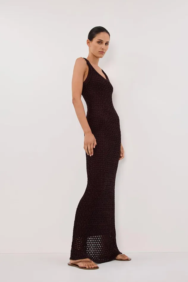 Women Knit Dresses DISSH TESS CHOC CROCHET MAXI DRESS