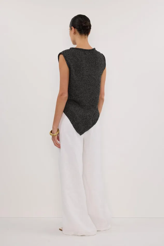 Women Knitted DISSH ALTHEA BLACK MARLE ASYM KNIT TOP
