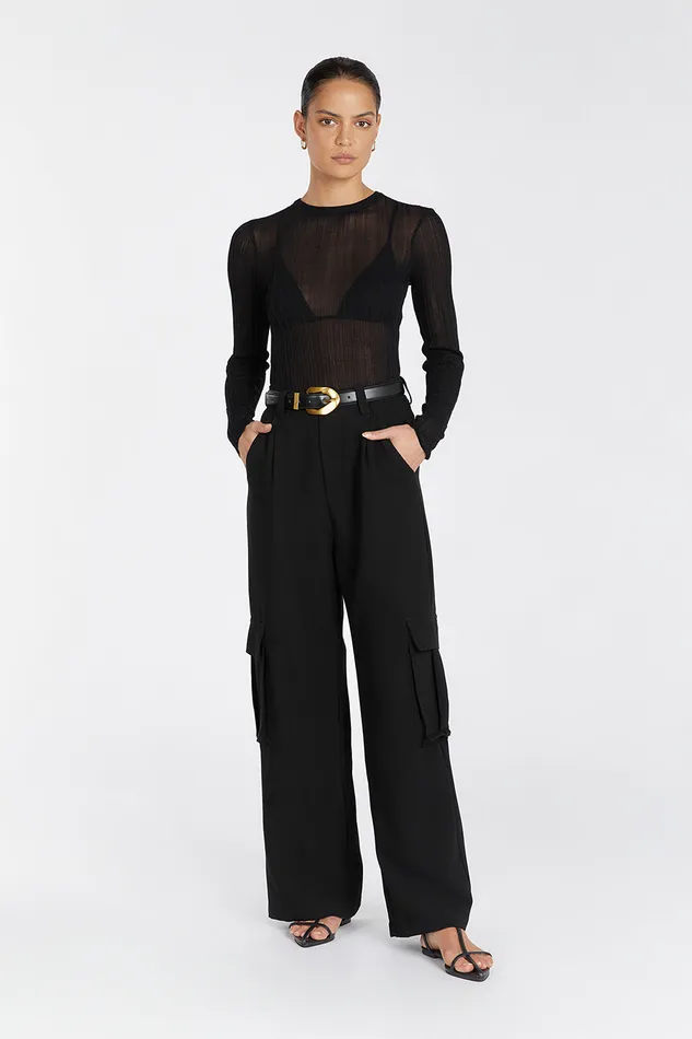 Women Knitted DISSH HARPER BLACK LSLEEVE KNIT TOP