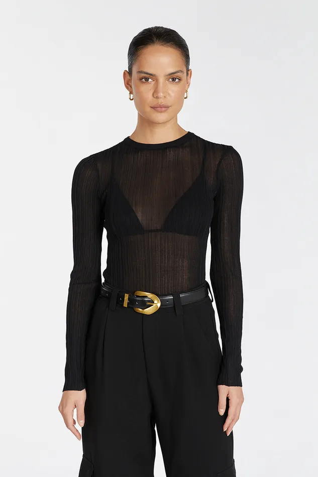 Women Knitted DISSH HARPER BLACK LSLEEVE KNIT TOP