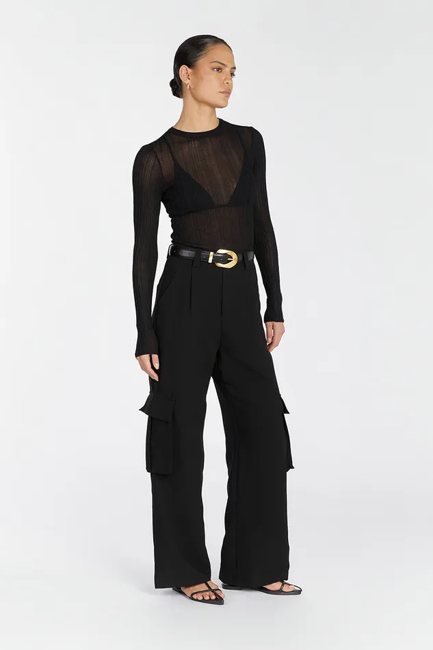 Women Knitted DISSH HARPER BLACK LSLEEVE KNIT TOP