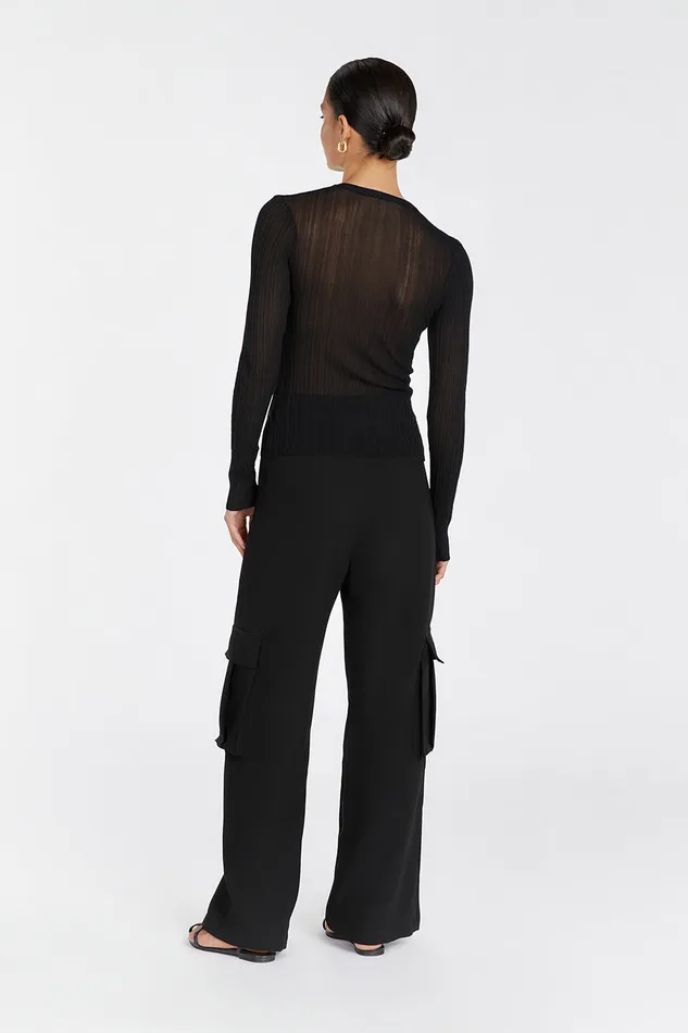 Women Knitted DISSH HARPER BLACK LSLEEVE KNIT TOP