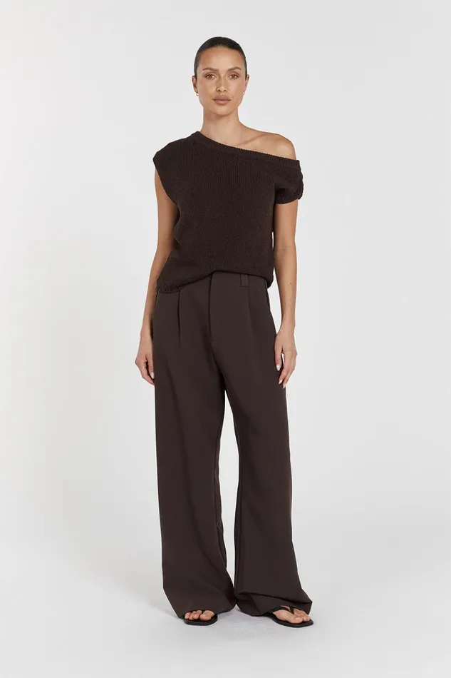Women Knitted DISSH KERRY CHOC ASYM KNIT TOP