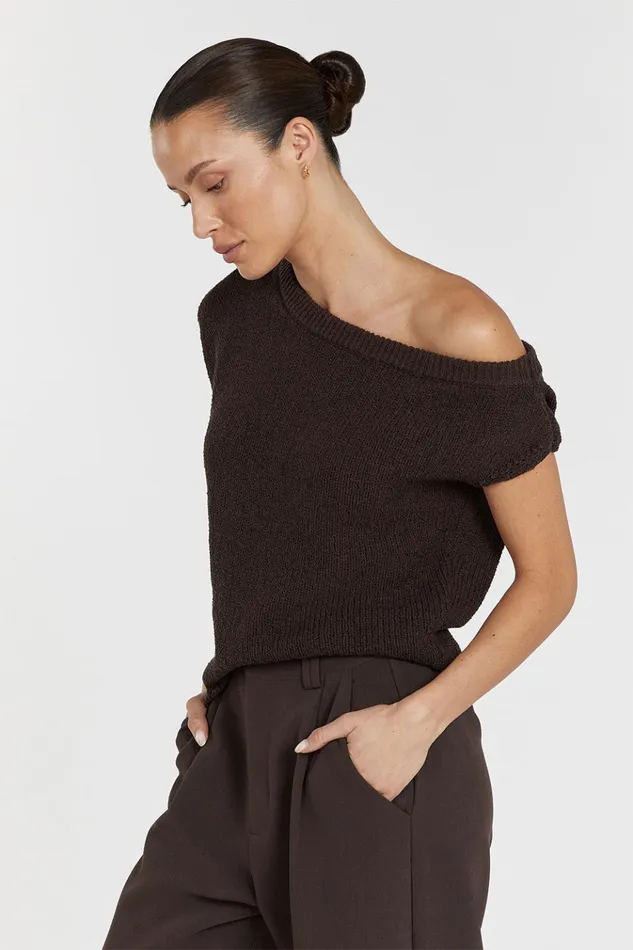 Women Knitted DISSH KERRY CHOC ASYM KNIT TOP
