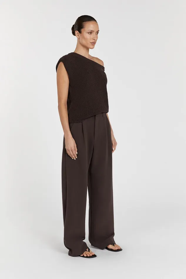 Women Knitted DISSH KERRY CHOC ASYM KNIT TOP