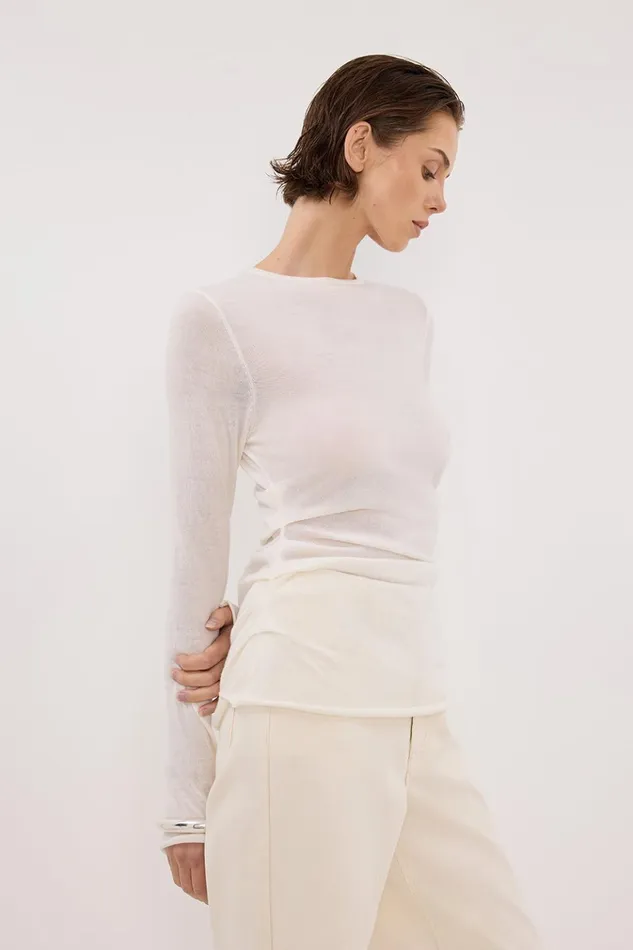 Women Knitted DISSH NICO OFF WHITE MERINO KNIT TOP