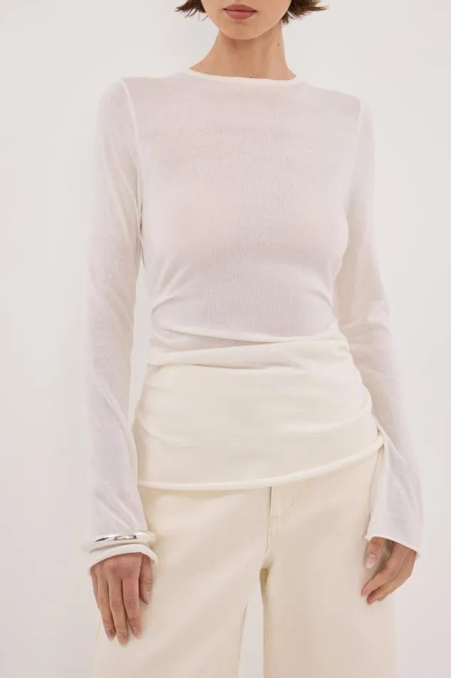 Women Knitted DISSH NICO OFF WHITE MERINO KNIT TOP