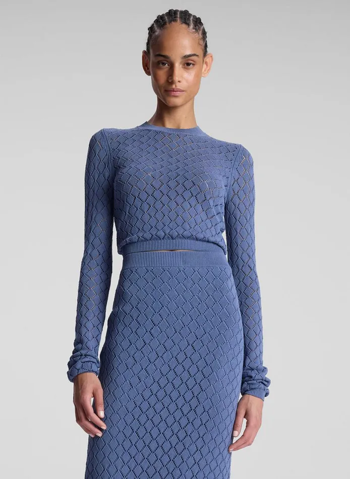 Women Knitwear ALC Brandi Pointelle Knit Top Steel Blue