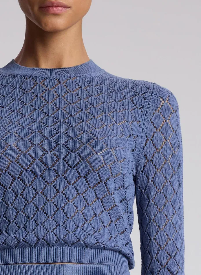 Women Knitwear ALC Brandi Pointelle Knit Top Steel Blue