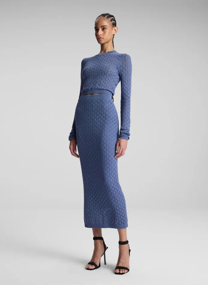 Women Knitwear ALC Brandi Pointelle Knit Top Steel Blue