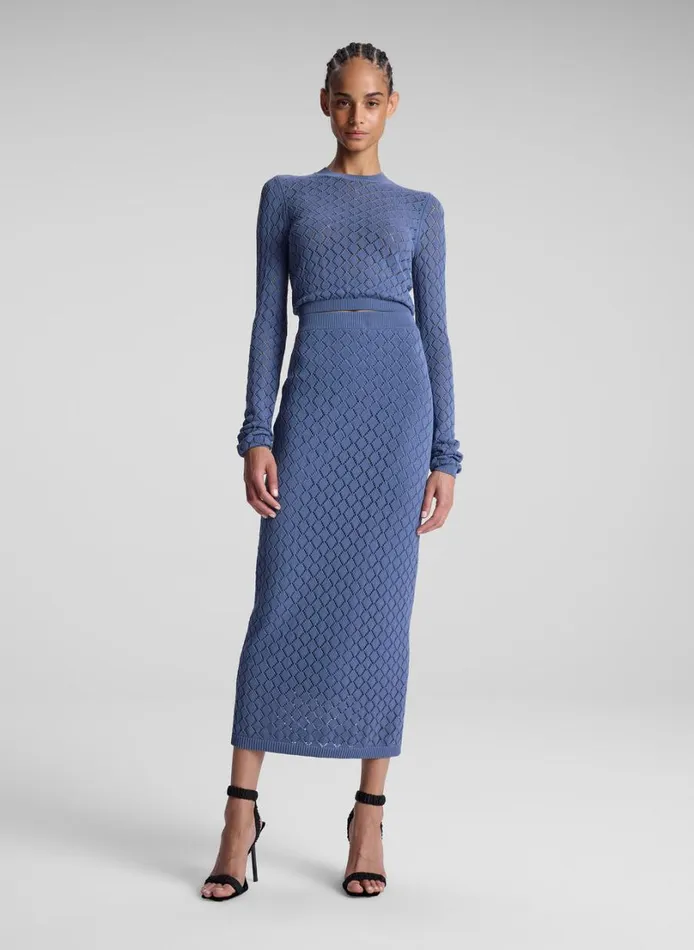 Women Knitwear ALC Brandi Pointelle Knit Top Steel Blue
