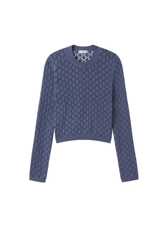 Women Knitwear ALC Brandi Pointelle Knit Top Steel Blue