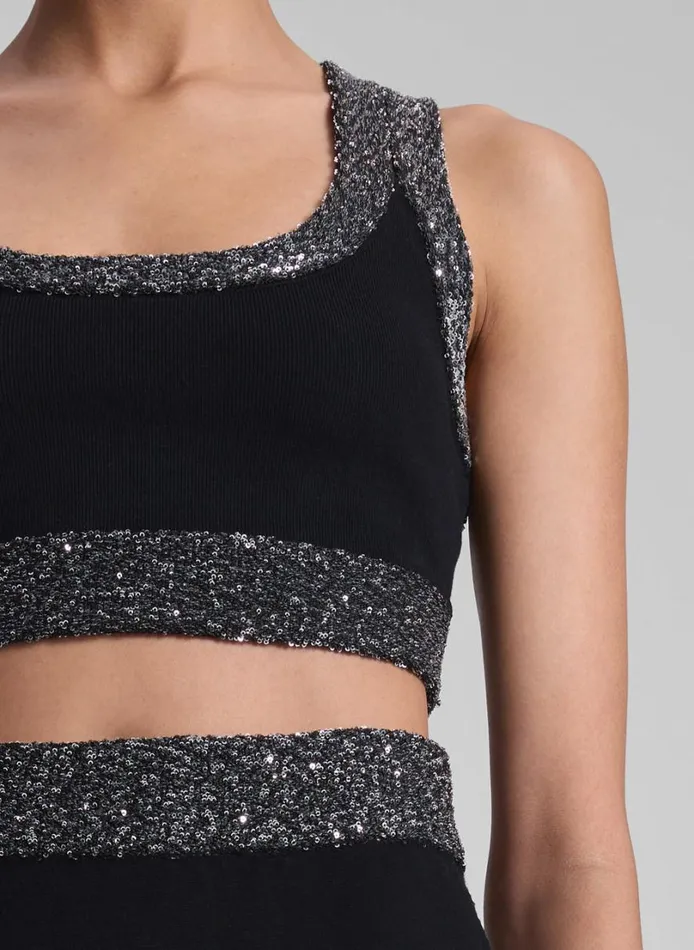 Women Knitwear ALC Elle Sequined Embellished Bra Blacksilver