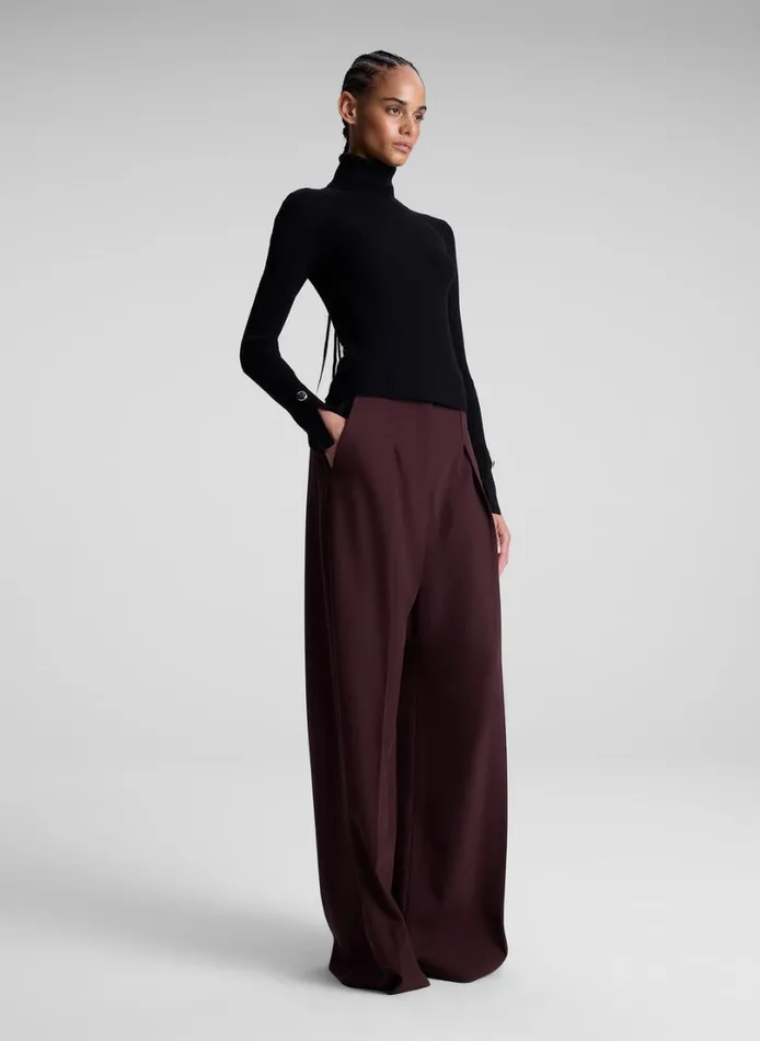 Women Knitwear ALC Jett Cable Knit Merino Turtleneck Top Black