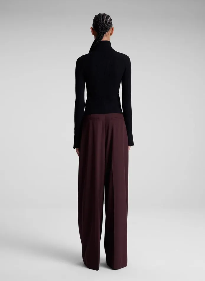 Women Knitwear ALC Jett Cable Knit Merino Turtleneck Top Black