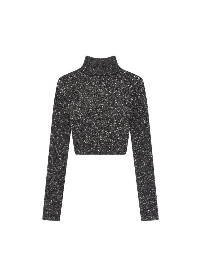 Women Knitwear ALC Kendall Sequin Embellished Top Blacksilver