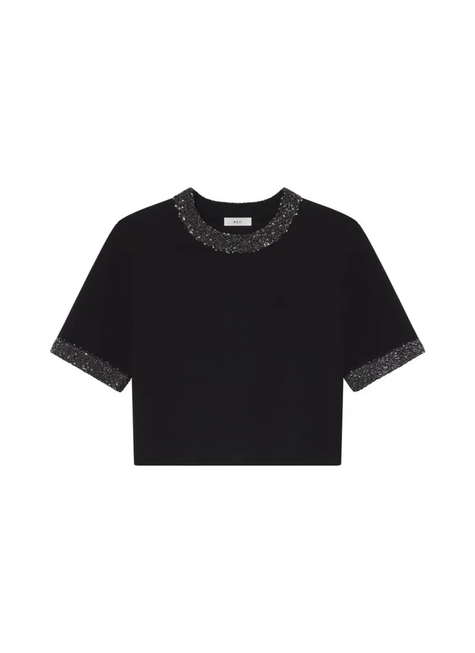 Women Knitwear ALC Maeve Sequin Embellished Top Blacksilver