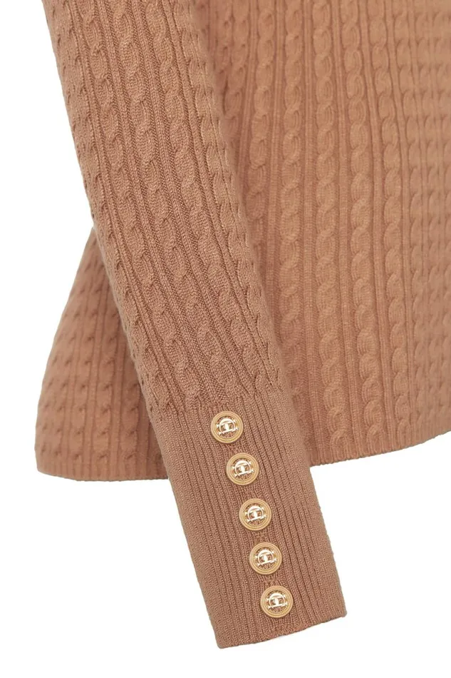 Women Knitwear Holland Cooper Ava Half Zip Knit Dark Camel Marl Women Knitwear Holland Cooper Ava Half Zip Knit Dark Camel Marl