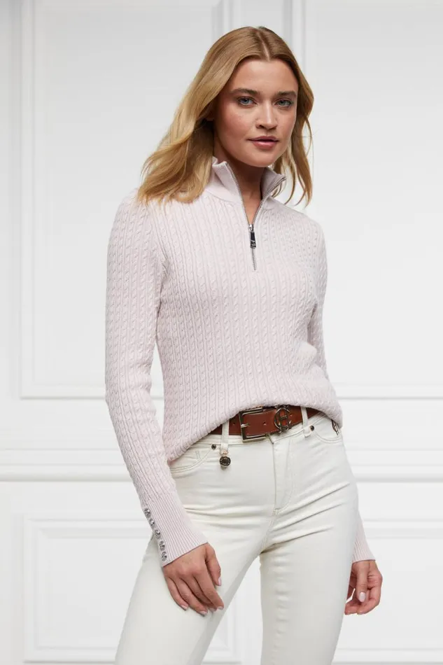 Women Knitwear Holland Cooper Ava Half Zip Knit Soft Pink