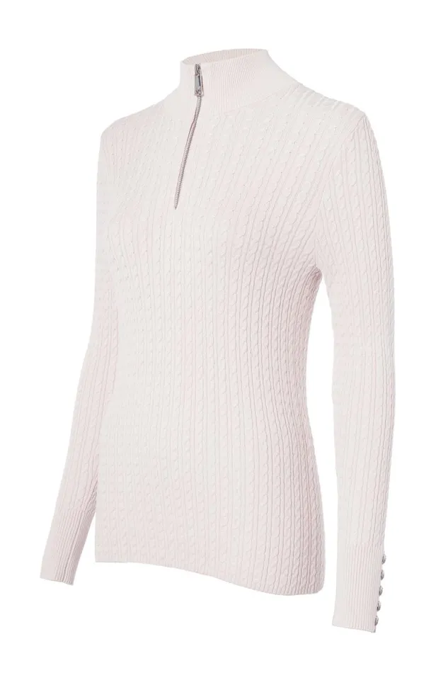 Women Knitwear Holland Cooper Ava Half Zip Knit Soft Pink