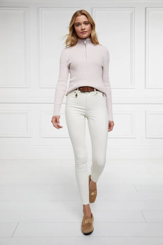 Women Knitwear Holland Cooper Ava Half Zip Knit Soft Pink