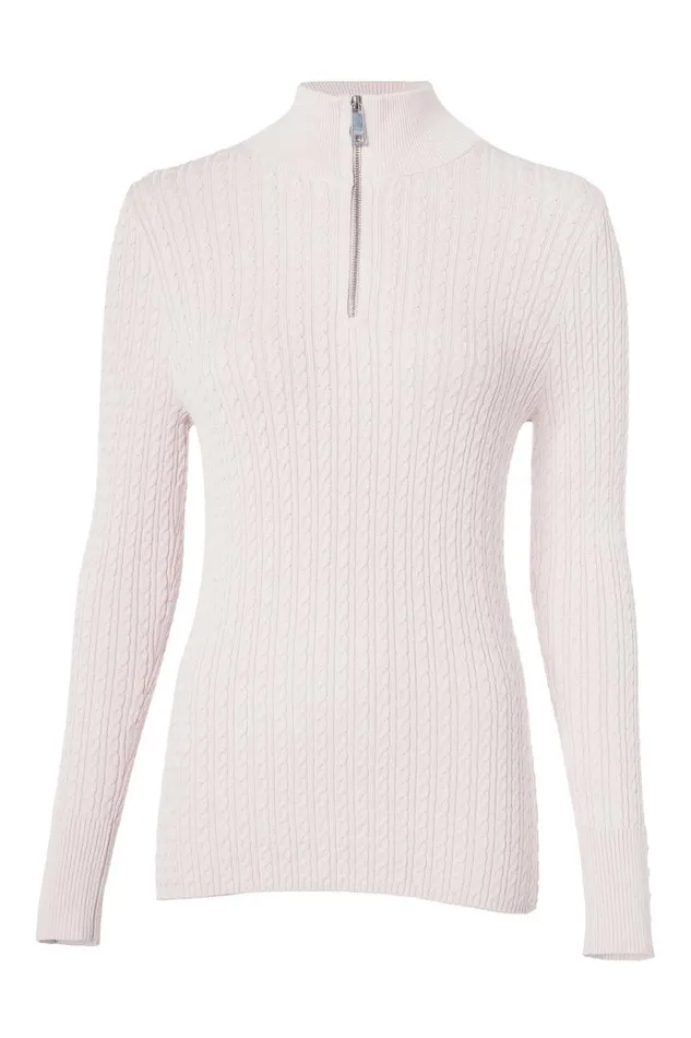 Women Knitwear Holland Cooper Ava Half Zip Knit Soft Pink
