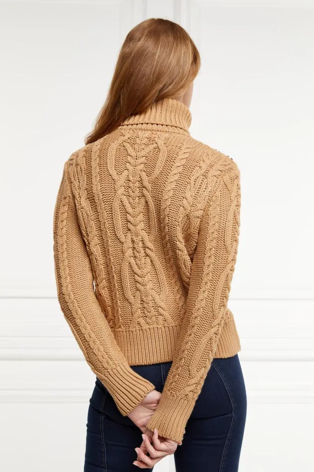 Women Knitwear Holland Cooper Belgravia Cable Knit Camel