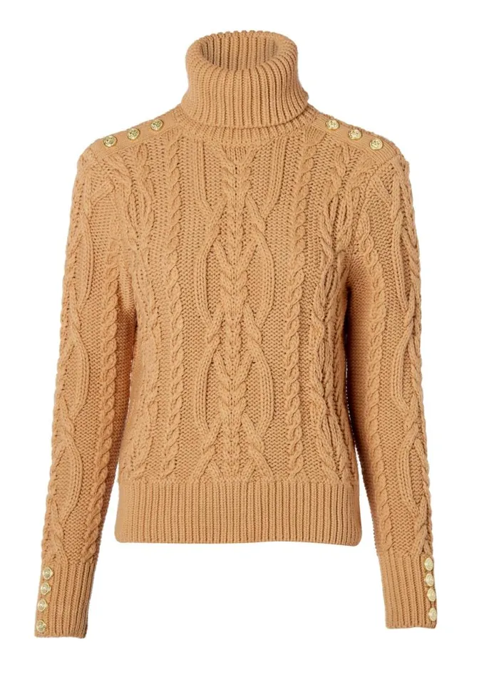 Women Knitwear Holland Cooper Belgravia Cable Knit Camel
