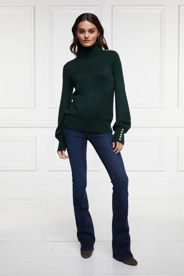 Women Knitwear Holland Cooper Chamonix Roll Neck Knit Emerald
