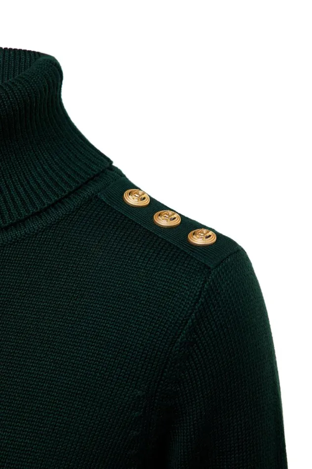 Women Knitwear Holland Cooper Chamonix Roll Neck Knit Emerald