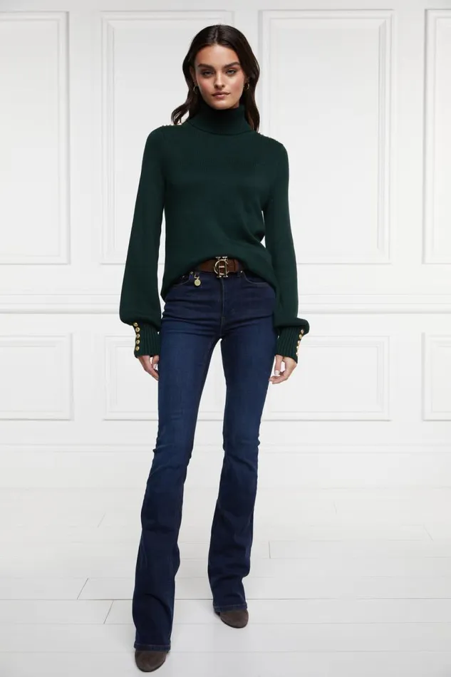 Women Knitwear Holland Cooper Chamonix Roll Neck Knit Emerald