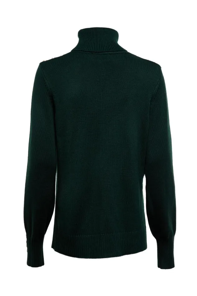 Women Knitwear Holland Cooper Chamonix Roll Neck Knit Emerald