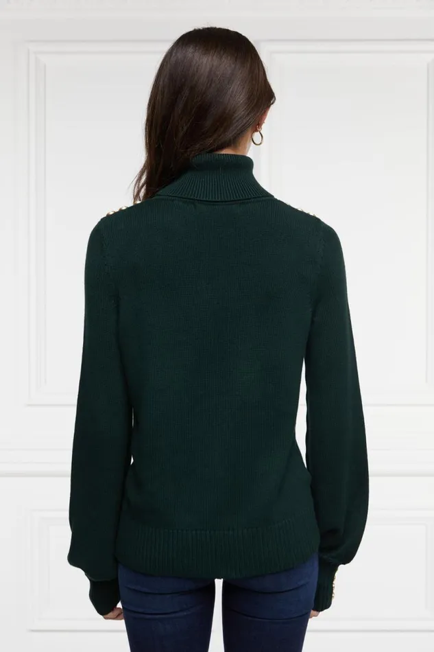Women Knitwear Holland Cooper Chamonix Roll Neck Knit Emerald