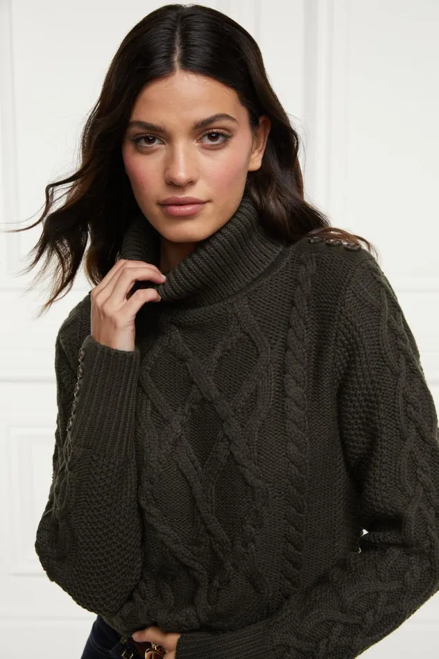 Women Knitwear Holland Cooper Cortina Roll Neck Knit Fern Green Women Knitwear Holland Cooper Cortina Roll Neck Knit Fern Green
