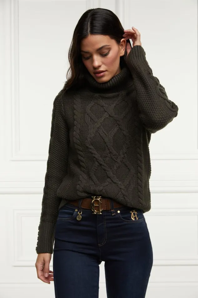 Women Knitwear Holland Cooper Cortina Roll Neck Knit Fern Green Women Knitwear Holland Cooper Cortina Roll Neck Knit Fern Green