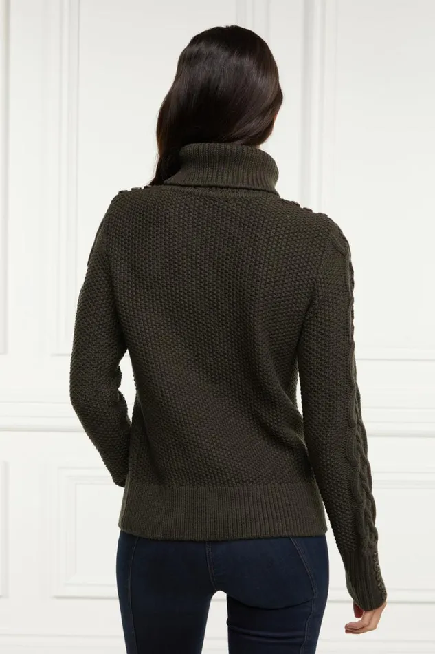 Women Knitwear Holland Cooper Cortina Roll Neck Knit Fern Green Women Knitwear Holland Cooper Cortina Roll Neck Knit Fern Green