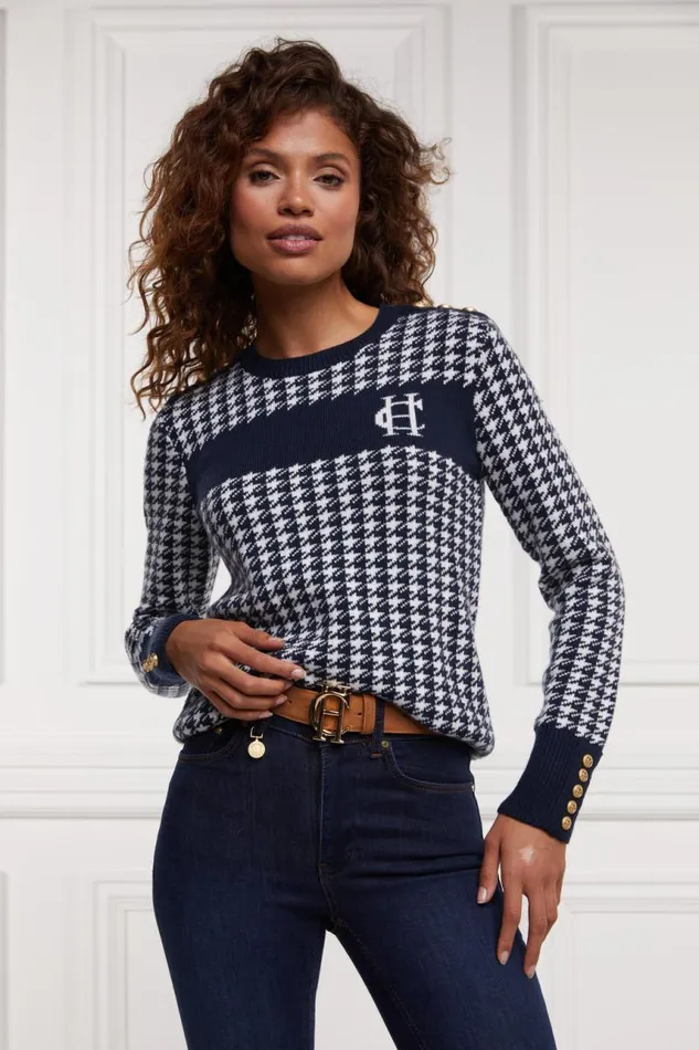 Women Knitwear Holland Cooper Panel Crew Neck Knit Ink Navy