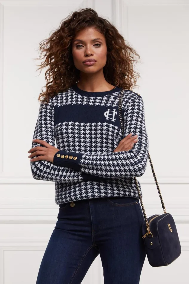 Women Knitwear Holland Cooper Panel Crew Neck Knit Ink Navy Women Knitwear Holland Cooper Panel Crew Neck Knit Ink Navy